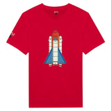 Rotes Shirt mit Comicraketendruck