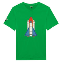 Grünes Shirt mit Comicraketendruck