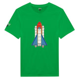 Grünes Shirt mit Comicraketendruck