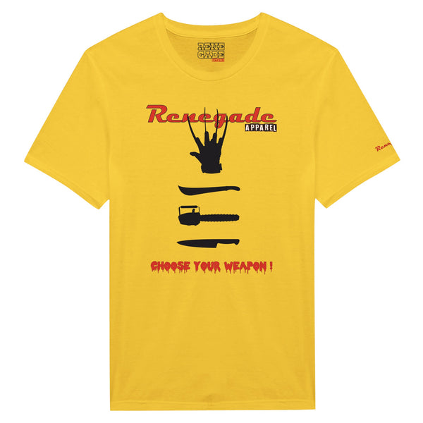 Gelbes Shirt mit Horrordruck