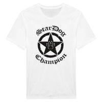 Weißes Shirt StarDog Champion Merchandise Logo 1 Druck