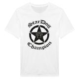 Weißes Shirt StarDog Champion Merchandise Logo 1 Druck