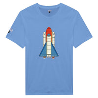 Hellblaues Shirt mit Comicraketendruck