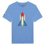 Hellblaues Shirt mit Comicraketendruck