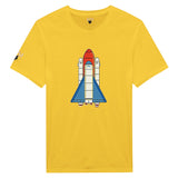 Gelbes Shirt mit Comicraketendruck