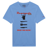 Hellblaues Shirt mit Horrordruck